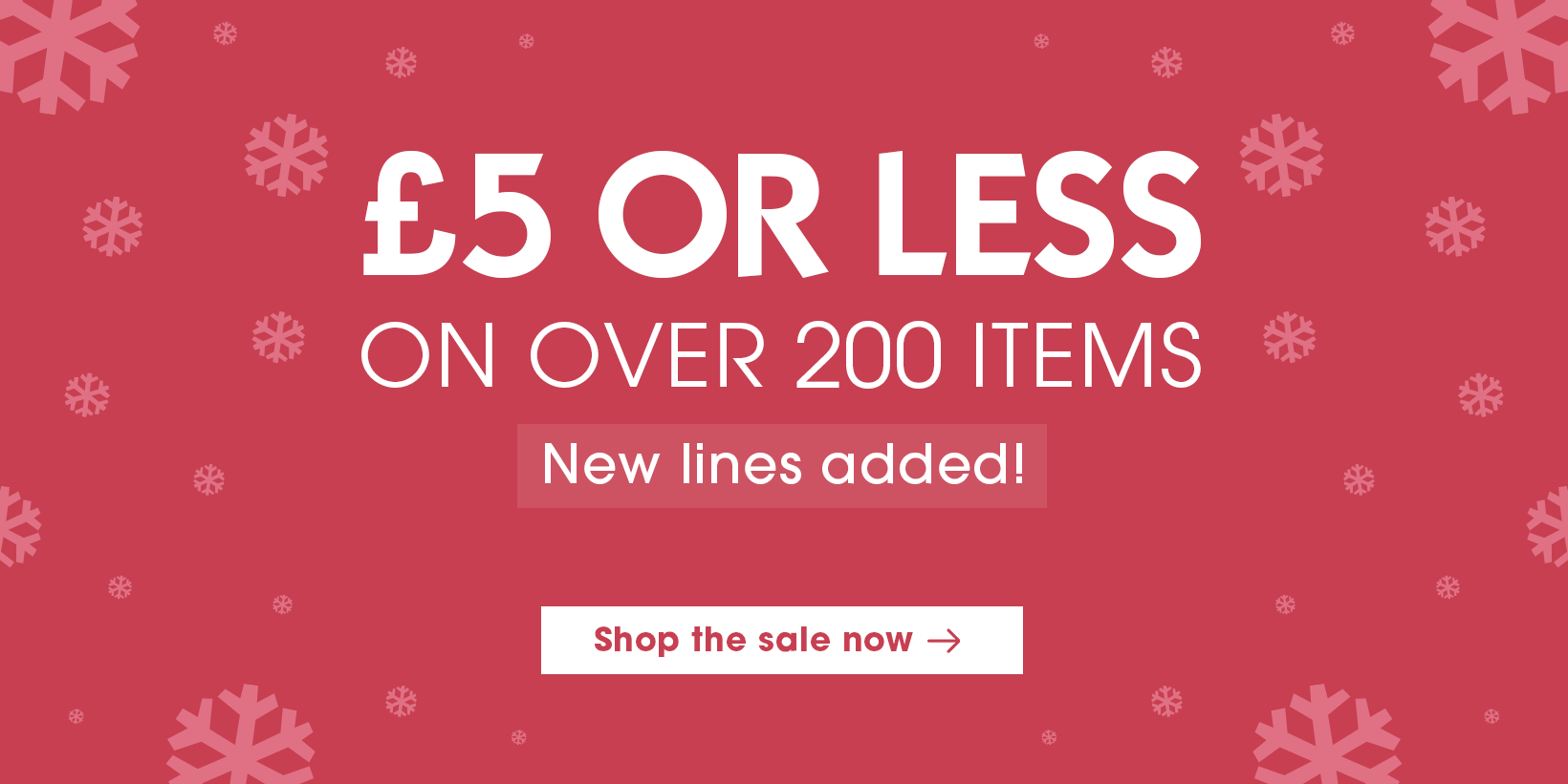 Winter Sale £5 or less on over 200 items, new line added! 