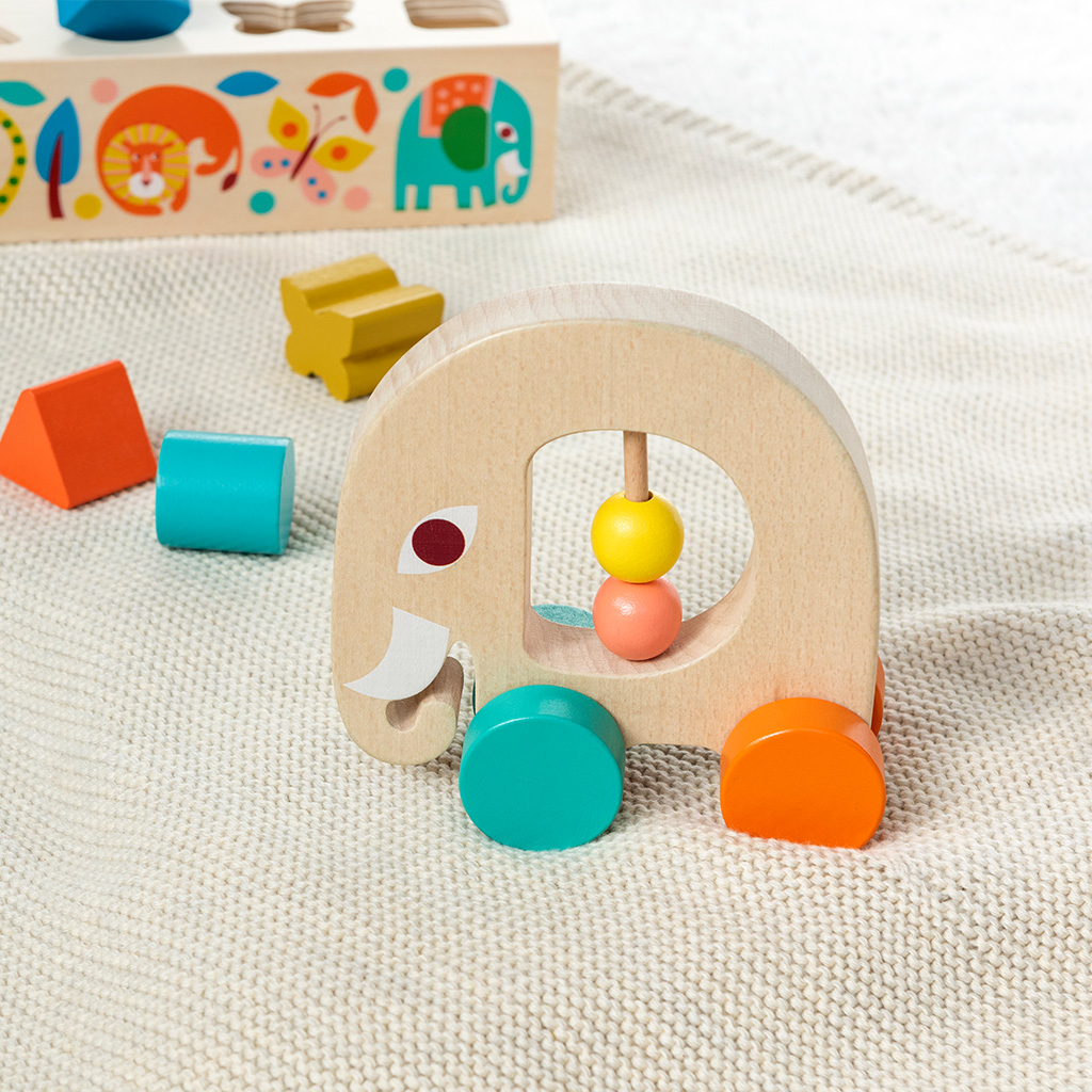 Wooden push along toy- Wild Wonders elephant | Rex London