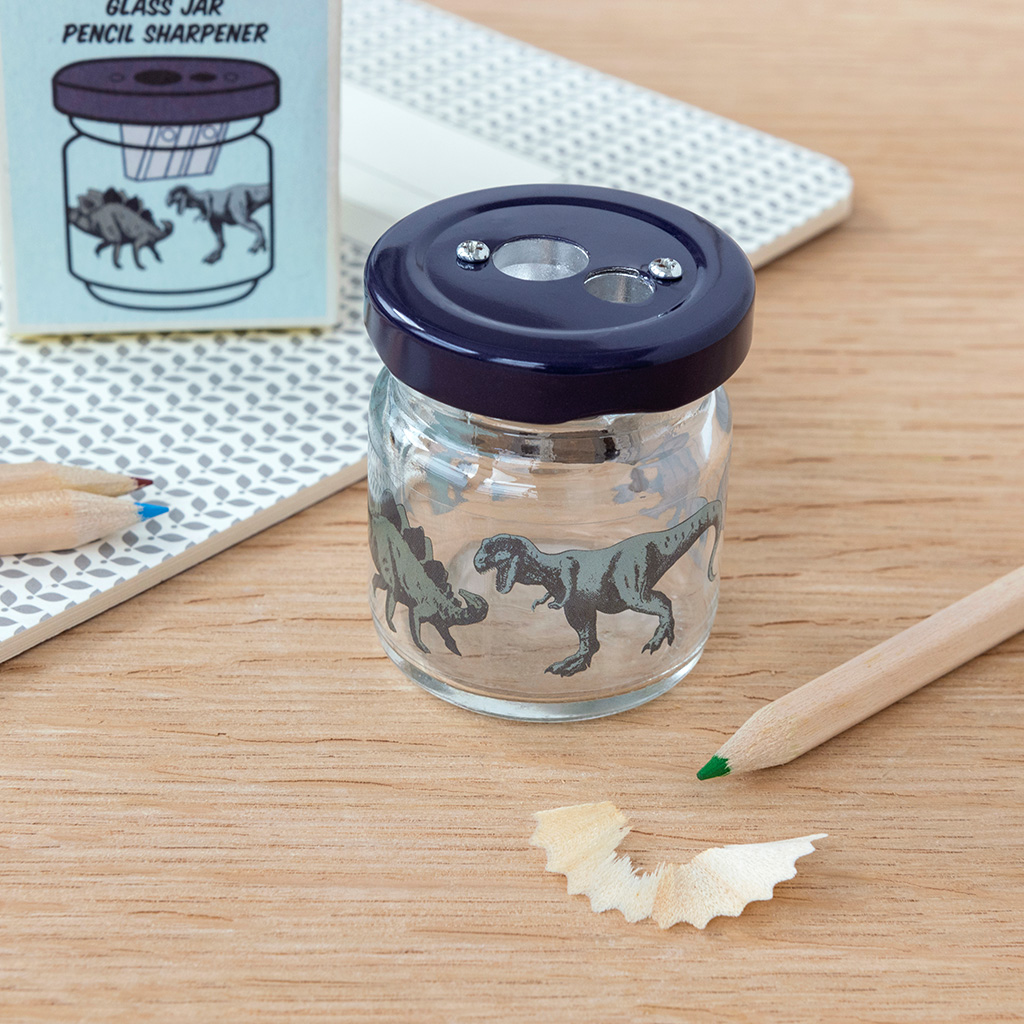 Glass jar pencil sharpener - Prehistoric Land | Rex London