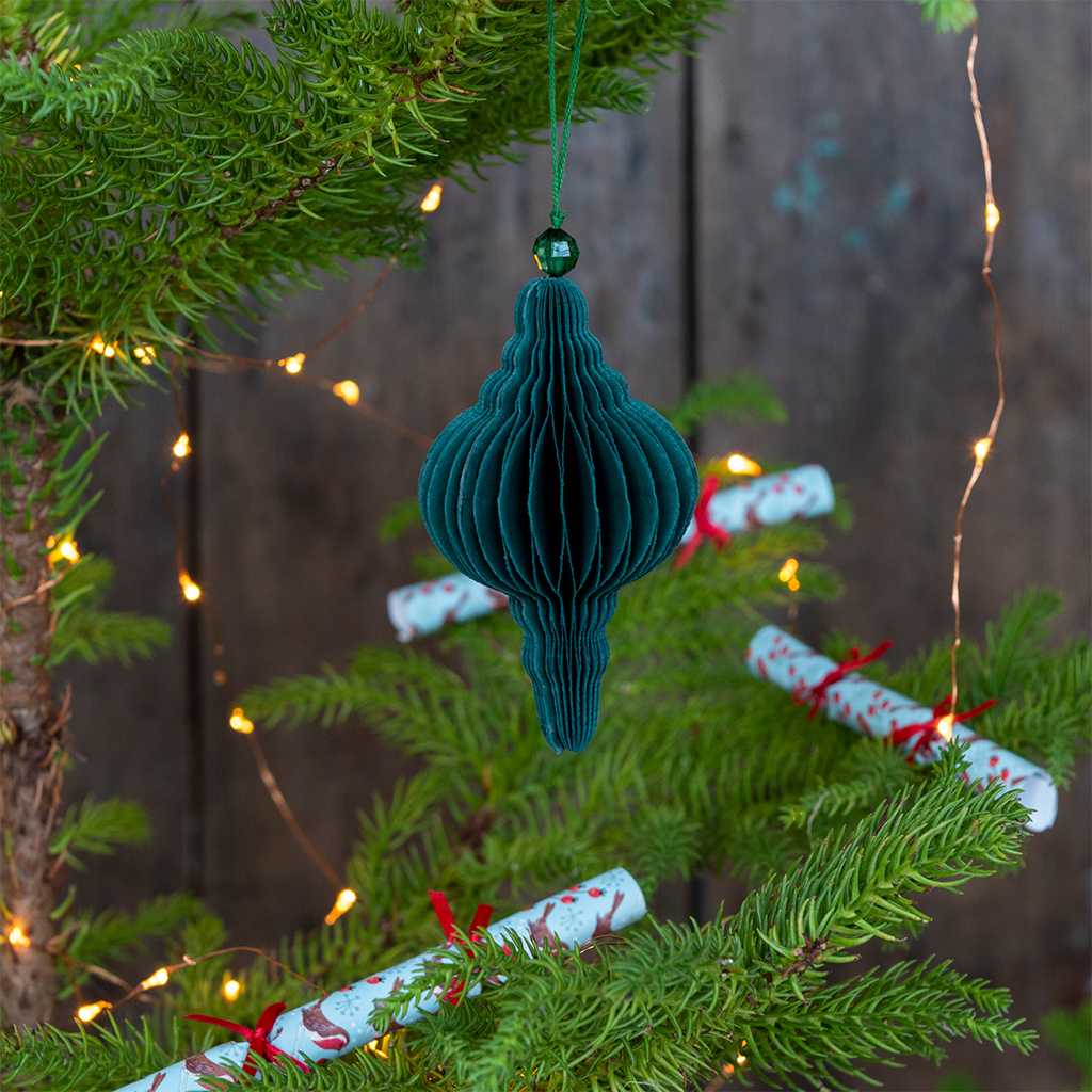 Honeycomb Christmas decoration - Green classic | Rex London