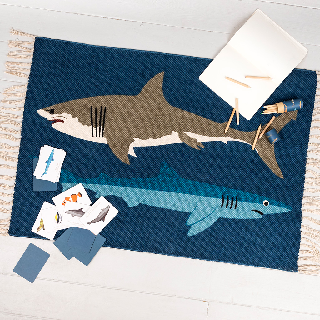 Cotton rug (90 x 60 cm) - Sharks | ﻿Rex London