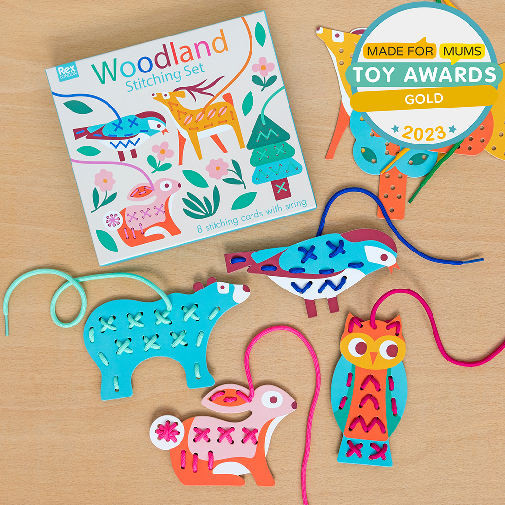 Children's cardboard stitching kit - Woodland | ﻿Rex London