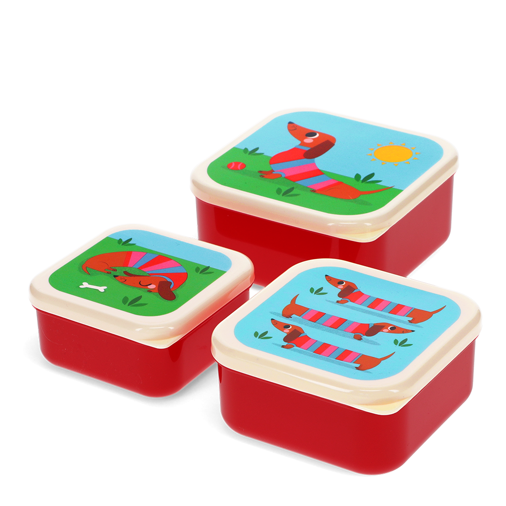 Snack boxes (set of 3) - Sunny Sausage Dog | ﻿Rex London
