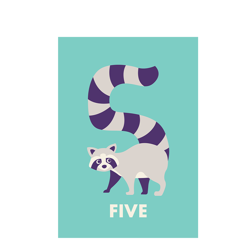 Birthday card - Racoon FIVE | ﻿Rex London