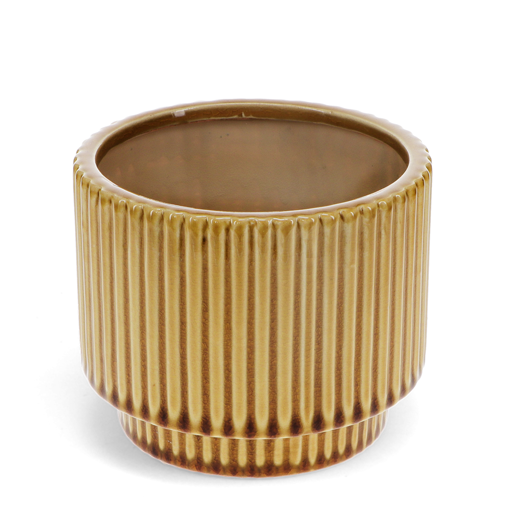 Ridged plant pot - Mustard | ﻿Rex London