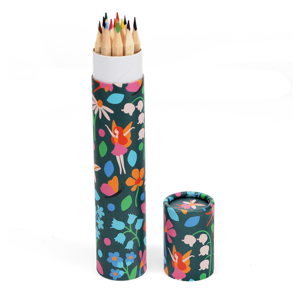 Long tube of colouring pencils - Fairies in the Garden | ﻿Rex London