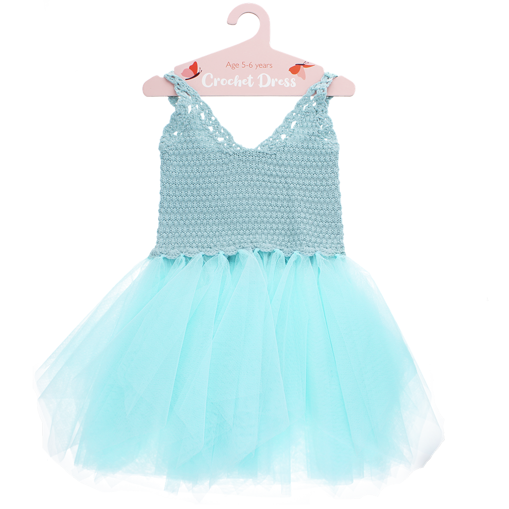 aqua crochet mini dress (5-6 years) - blue Tie Front Fabric (CL Option):StyleFabric-1 julynewarrivals Women's Modest Dresses By