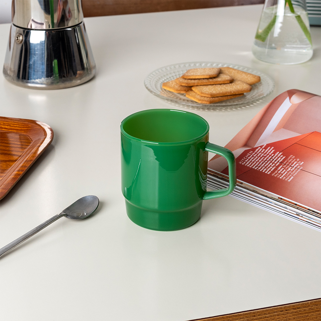Stacking glass coffee cup 280ml - Jade green | ﻿Rex London