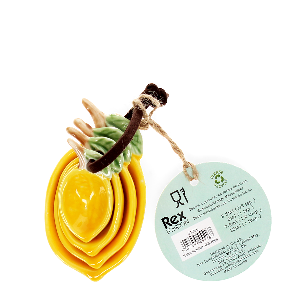 Ceramic measuring spoons (set of 4) - Lemons | ﻿Rex London