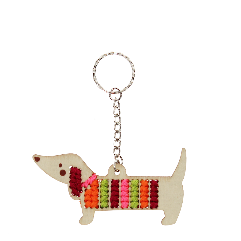 Stitch your own wooden keyring - Sausage Dog | ﻿Rex London