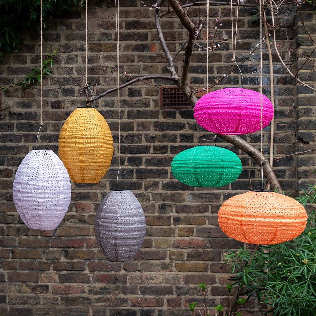 Outdoor solar pendant lantern - Mink grey | ﻿Rex London