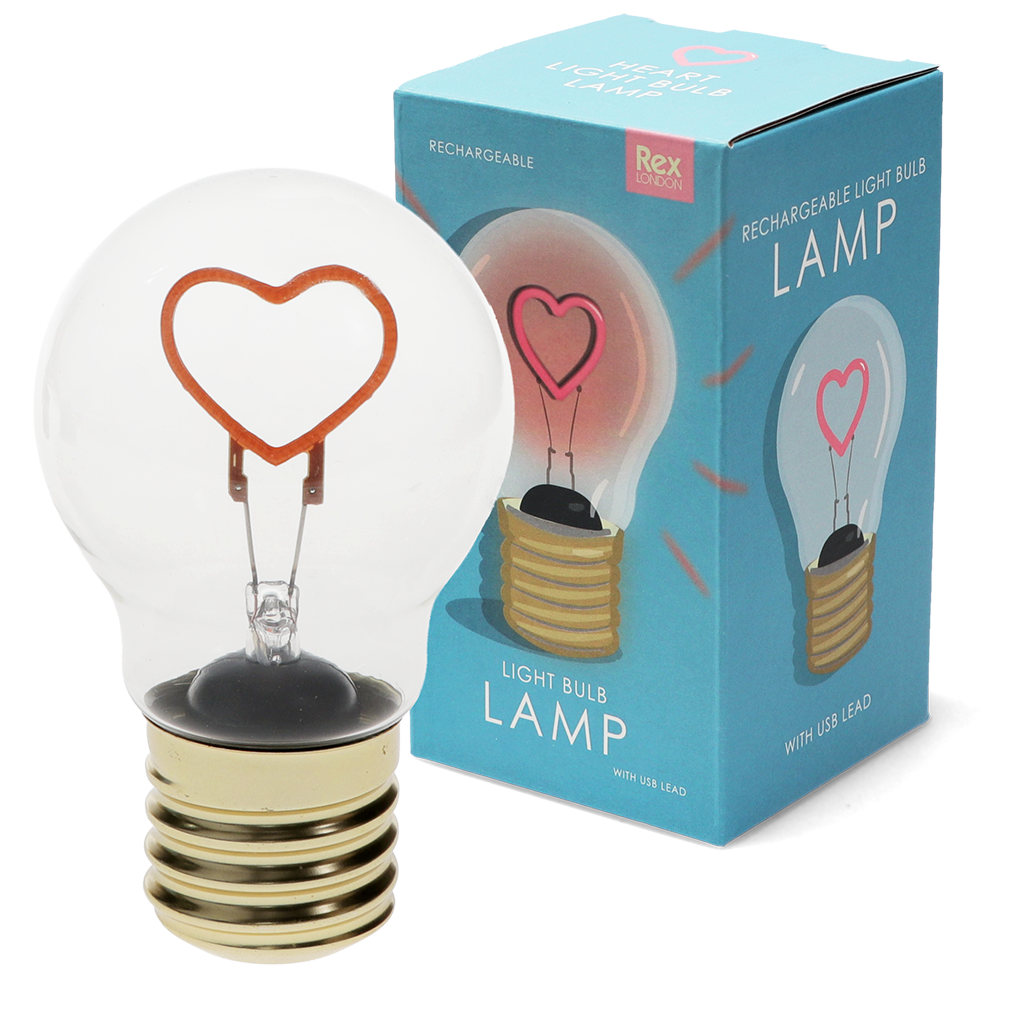 USB rechargeable light bulb lamp - Heart | ﻿Rex London