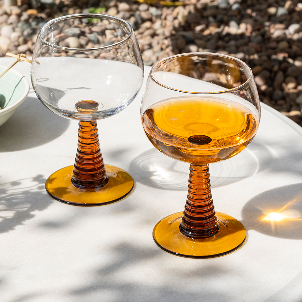 Retro roemer glasses 350ml (set of 2) - Amber | Rex London