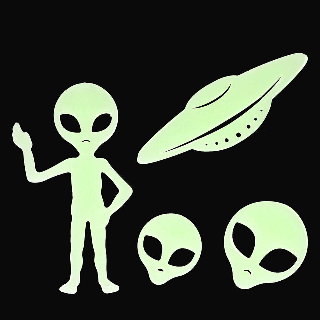 Glow in the dark stick-on shapes (box of 25) - Aliens | ﻿Rex London