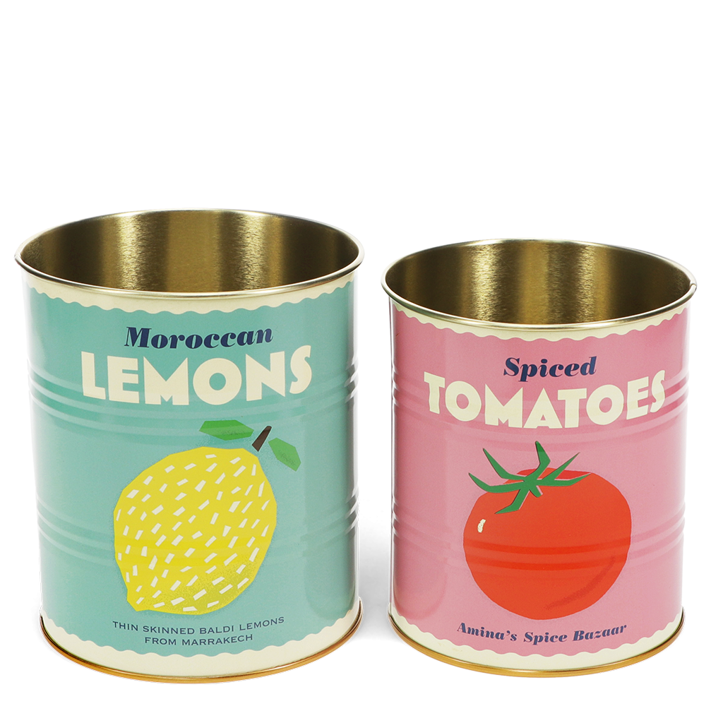 Medium storage tins (set of 2) - Lemon and tomato | ﻿Rex London