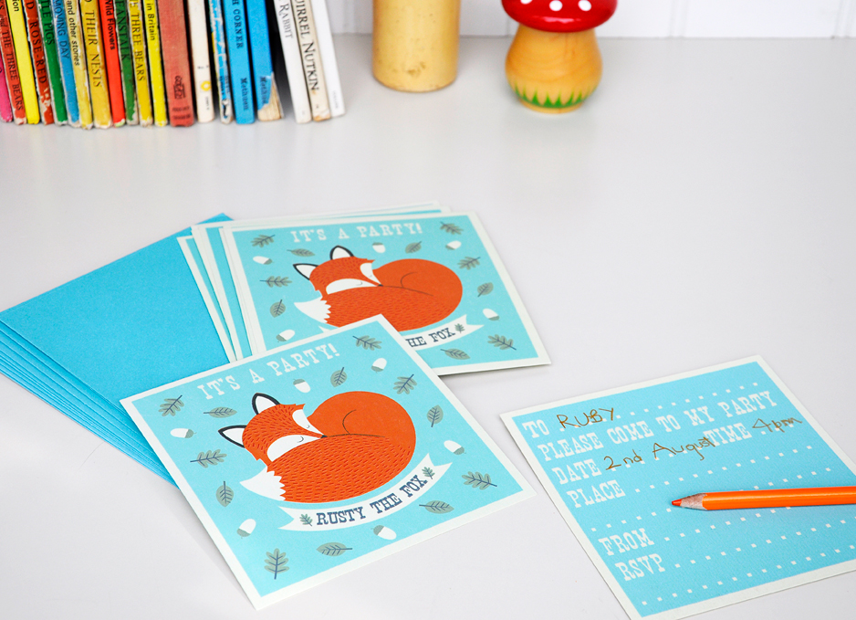 Children's party invites (set of 10) - Rusty the Fox | Rex London