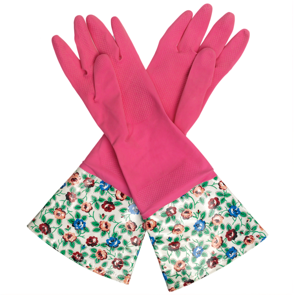 PINK RAMBLING ROSE WASHING UP GLOVES Rex London