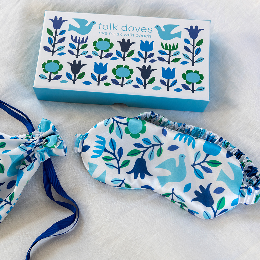 Eye mask and pouch - Folk Doves | Rex London