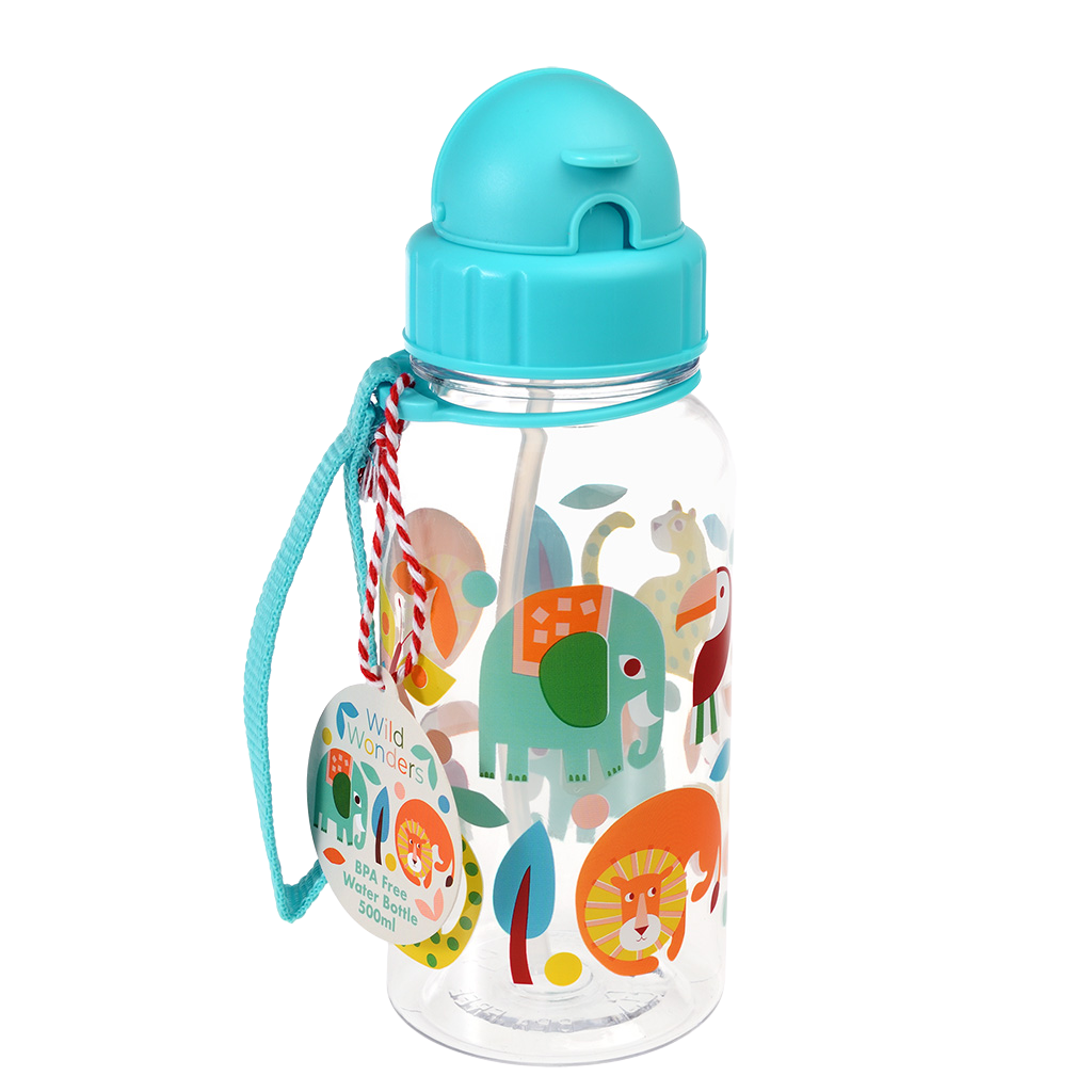 500ml kids water bottle with a straw Wild Wonders Rex London