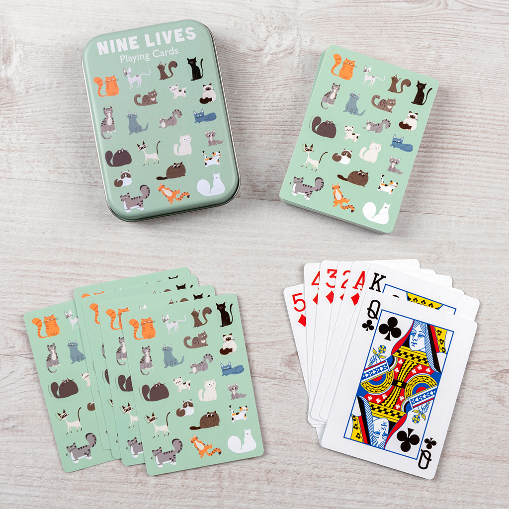 Playing cards in a tin - Nine Lives | Rex London