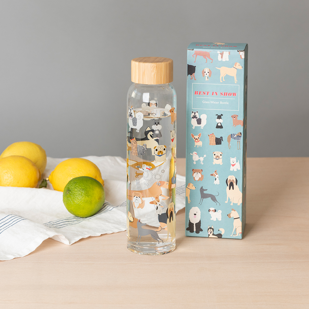 Glass water bottle 420ml - Best in Show | Rex London