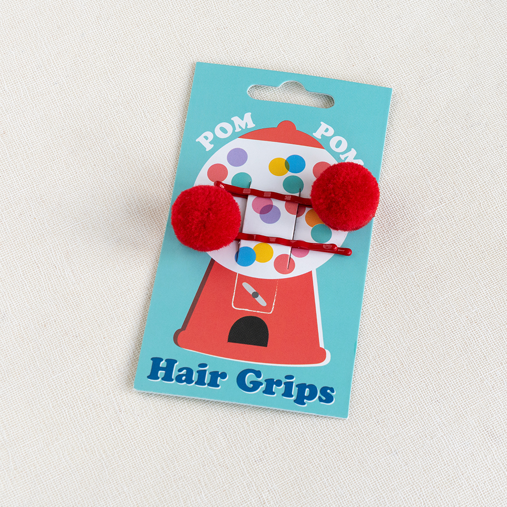 Pom pom hair grips - Red | Rex London