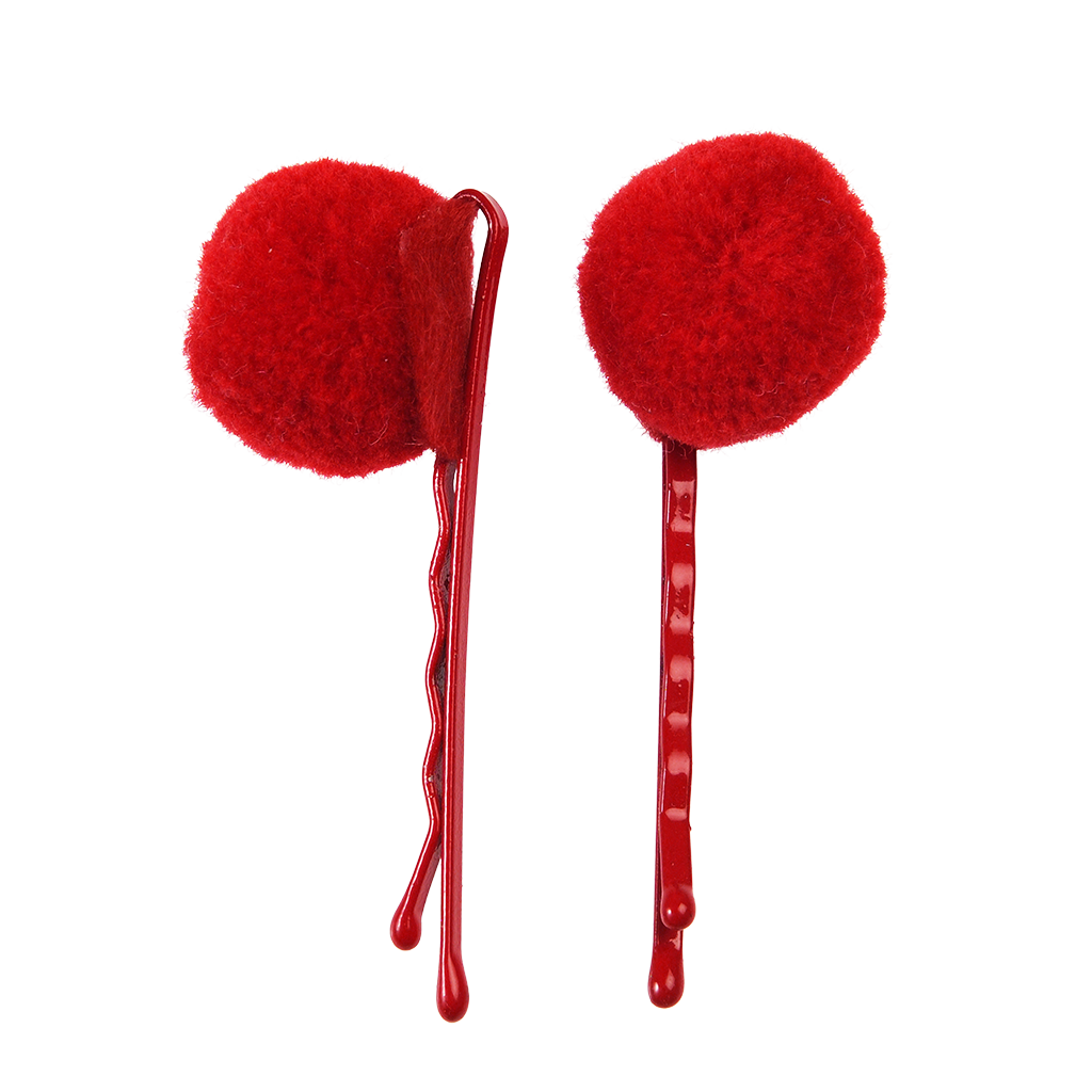 Red Pom Pom Hair Grips | ﻿Rex London