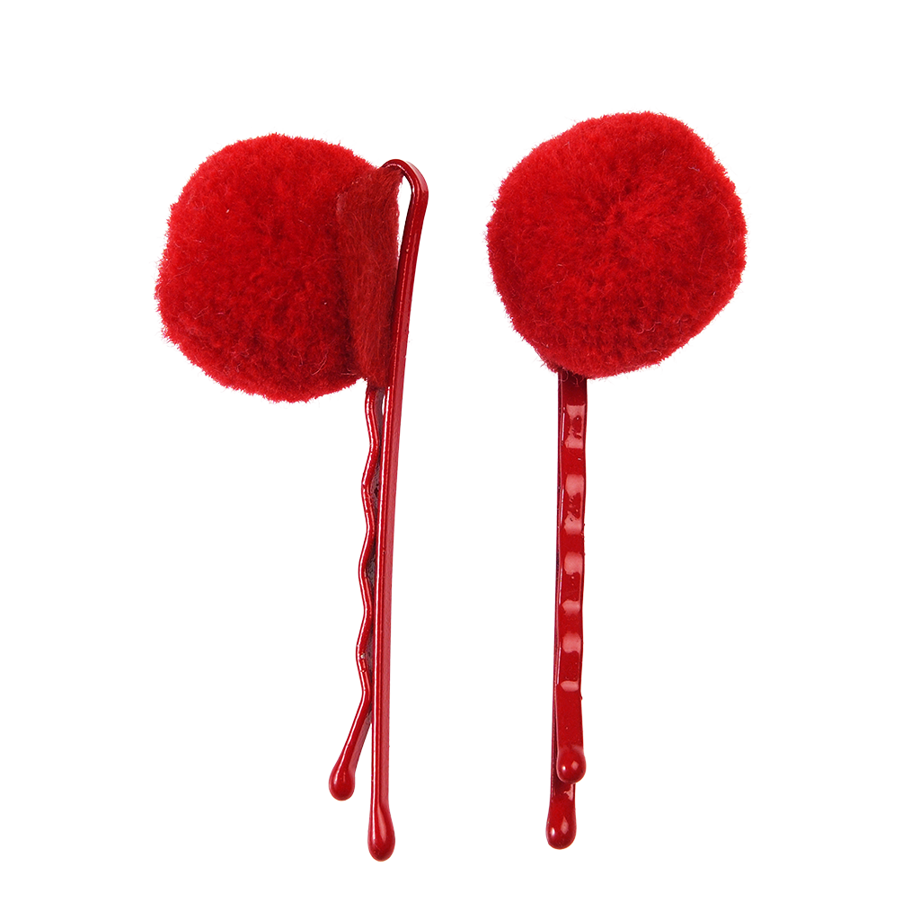 Red Pom Pom Hair Grips | Rex London Red Pom Pom Hair Grips | Rex London