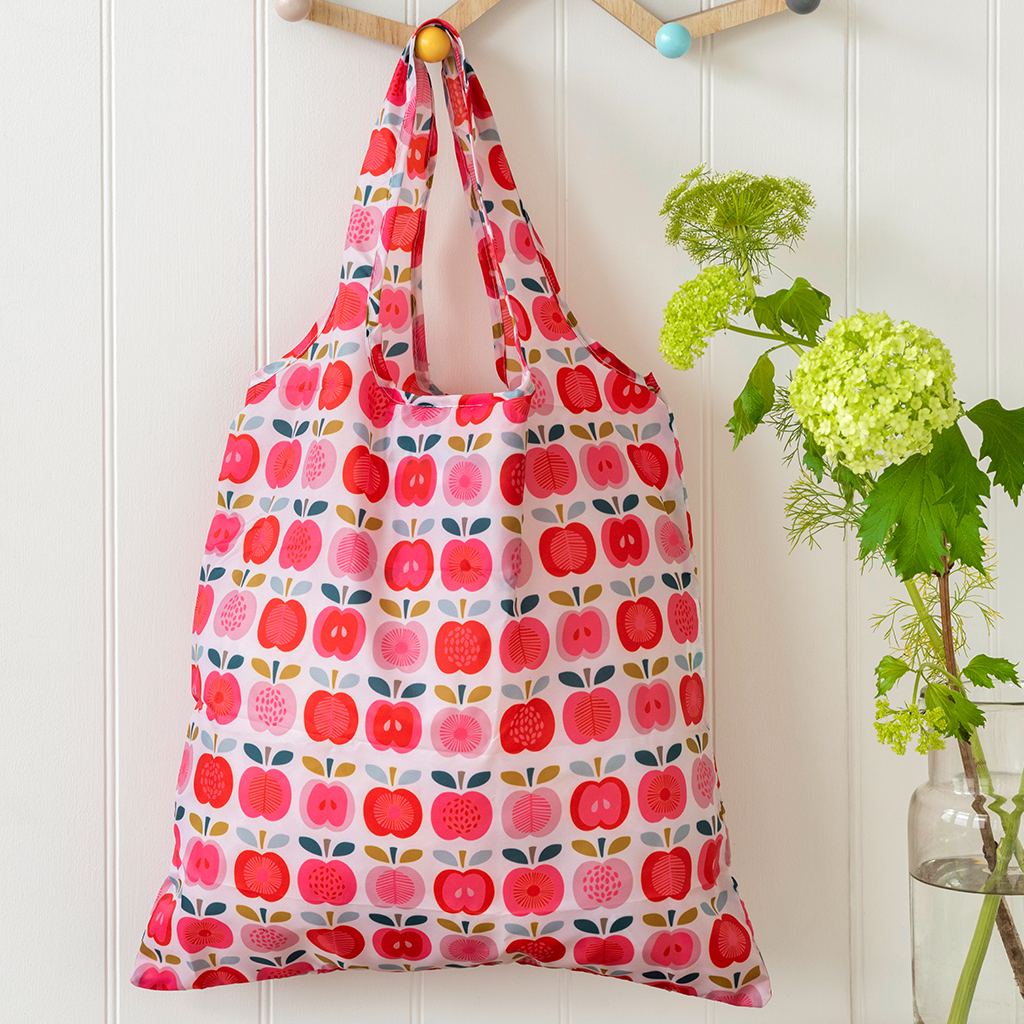 Recycled foldaway shopper bag - Vintage Apple | Rex London
