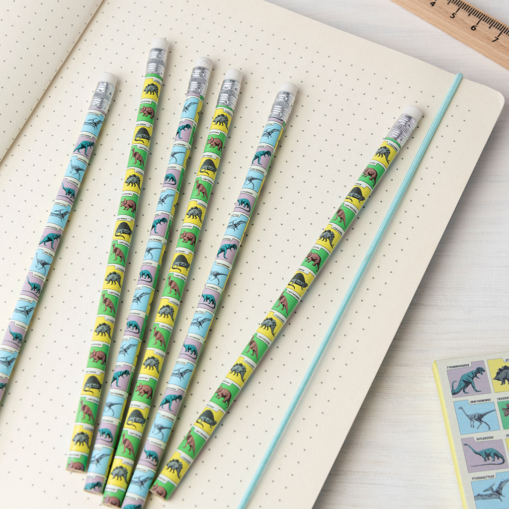 HB pencils (pack of 6) - Prehistoric Land | Rex London