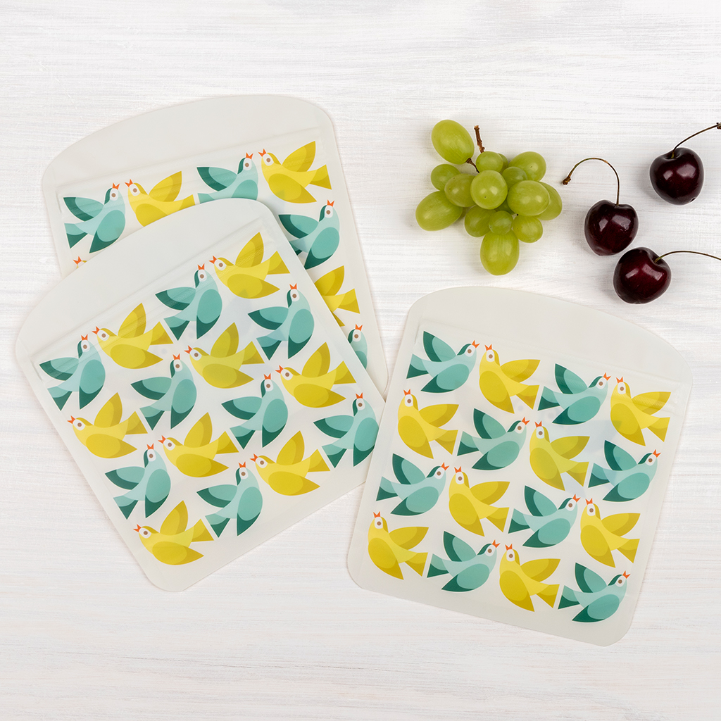 Reusable snack bags (set of 3) - Love Birds | Rex London