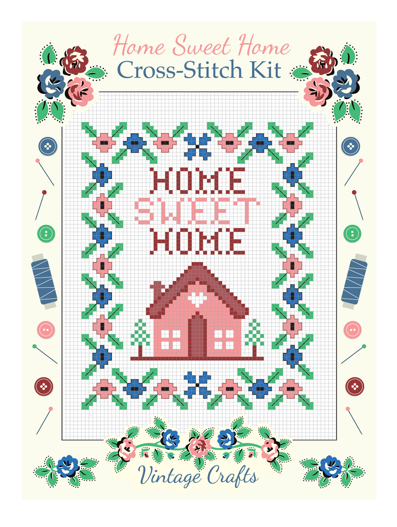 HOME SWEET HOME CROSS-STITCH KIT | \ufeffRex London, image size:772x1024