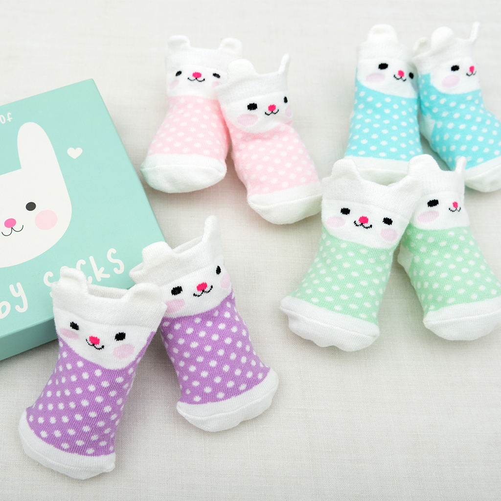 Chaussettes bébé « petit lapin » rose 0-3 mois