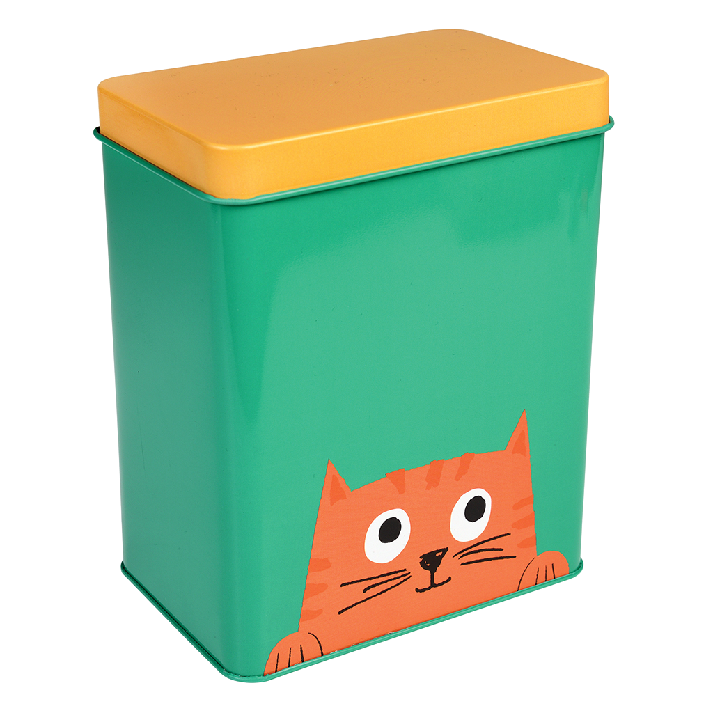 Decorative cat food shop containers