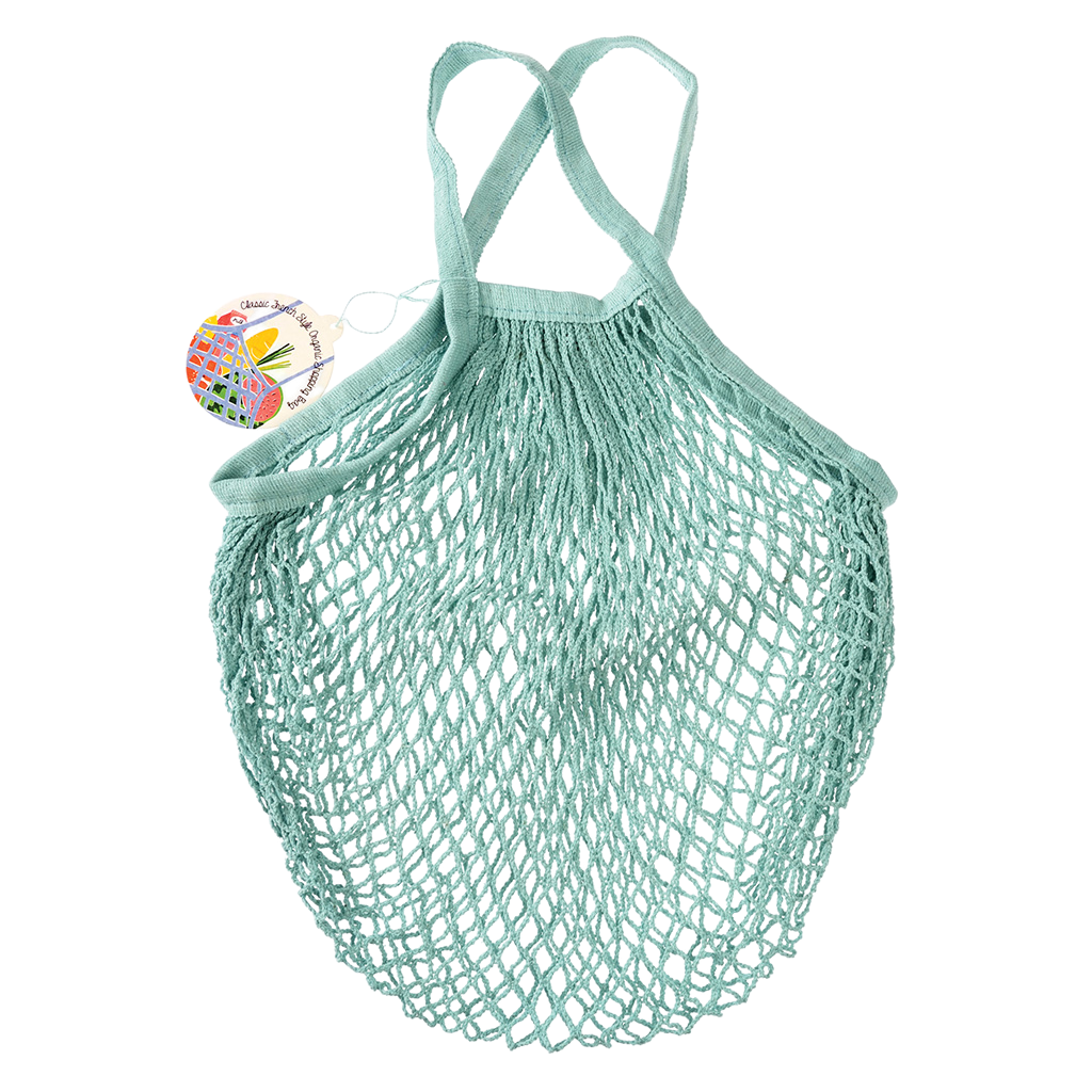 Organic cotton net shopping bag Duck egg blue Rex London