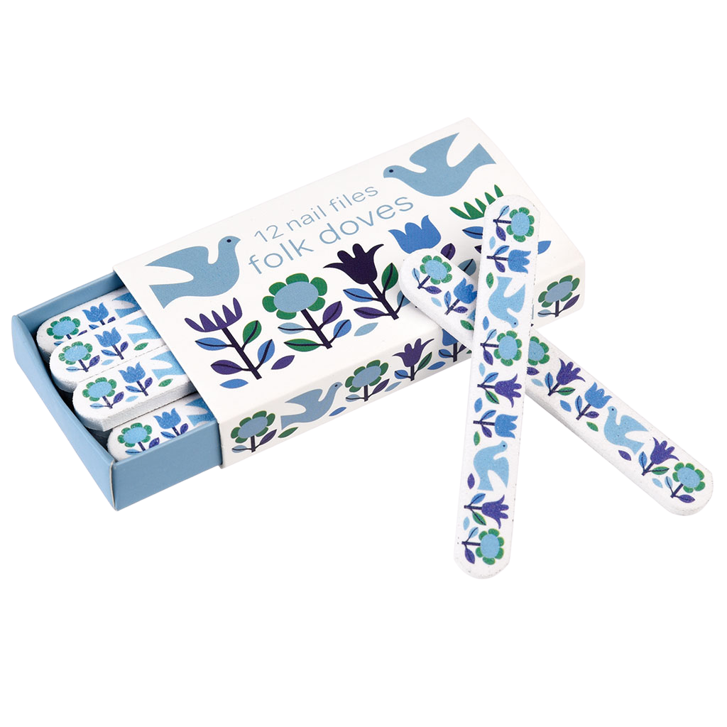 FOLK DOVES MATCHBOX NAIL FILES (PACK OF 12) | ﻿Rex London