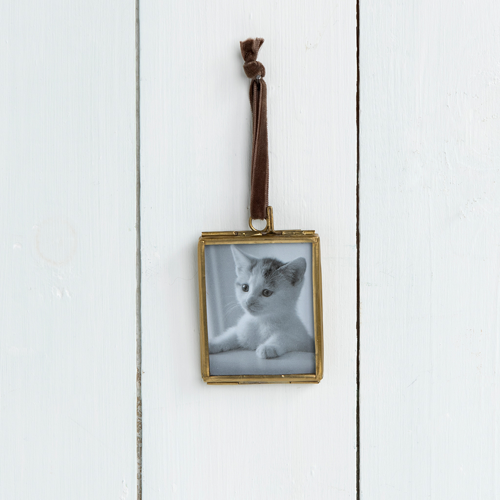 Hanging Brass & Glass Photo Frame 4.5x5.5cm | Rex London