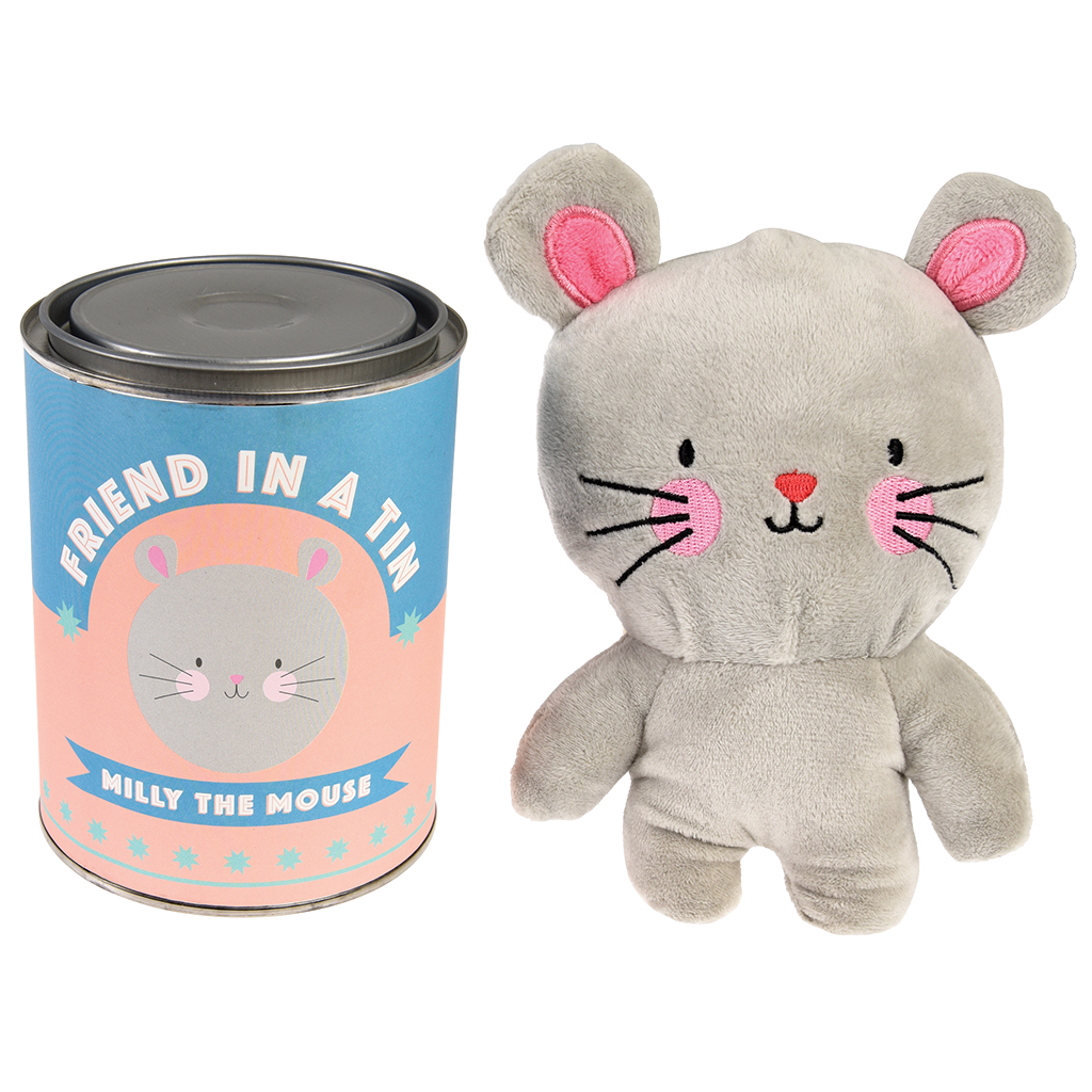 Friend in a tin soft toy Milly the Mouse