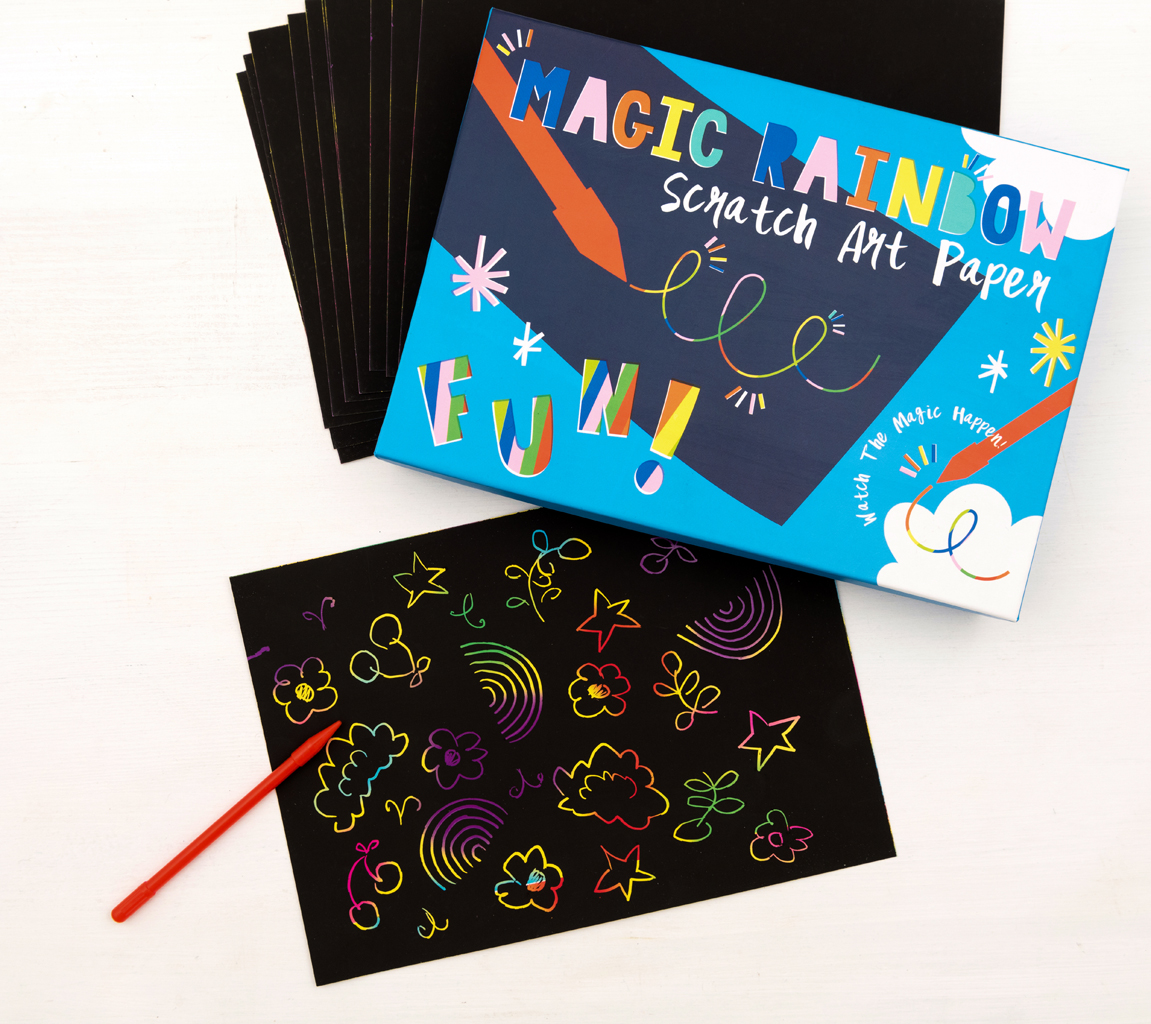 Rainbow scratch art kit (12 sheets) | Rex London