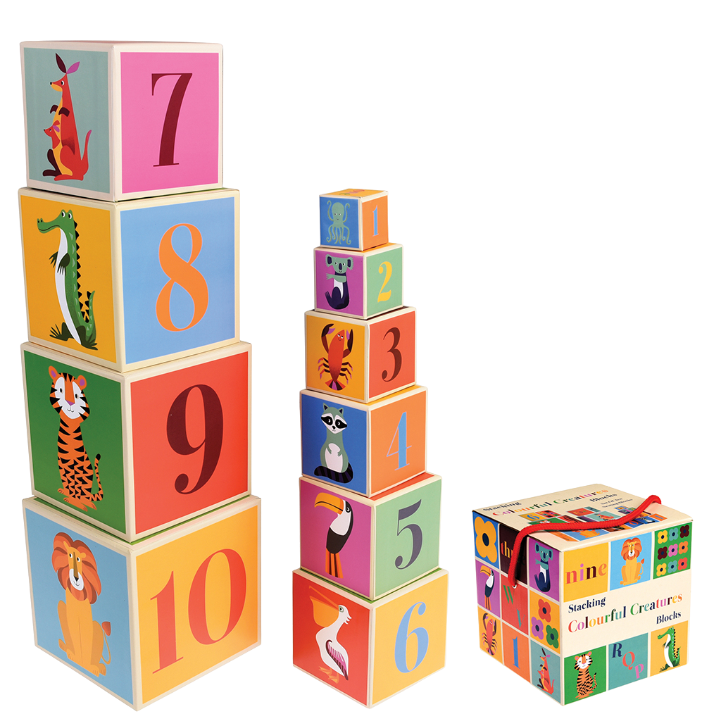 Stacking blocks with numbers - Colourful Creatures | Rex London