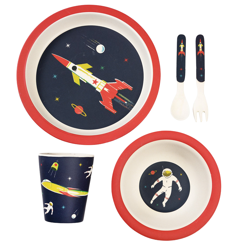 SPACE AGE BAMBOO TABLEWARE (SET OF 5)