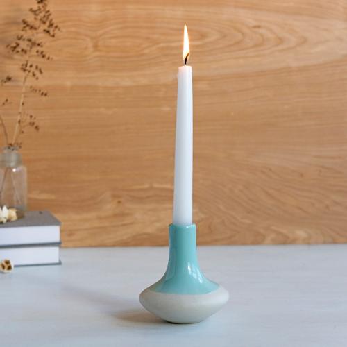 Aquamarine dipped candle holder