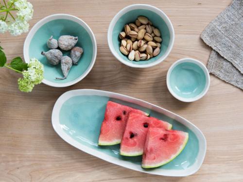 watermelon, plates, dinner plate, plate. dipping bowl, turquoise, plates, bowls, fruit, dinner party, 