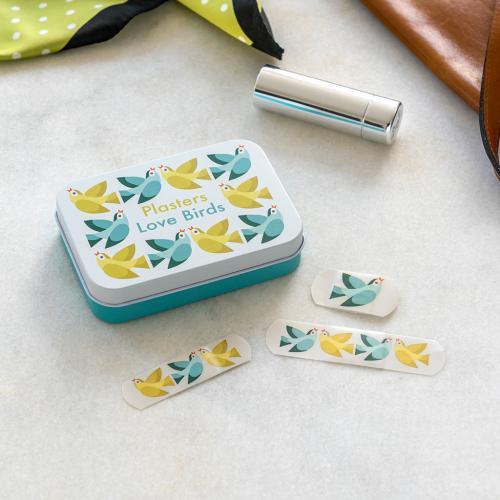 Love Birds plasters in a tin