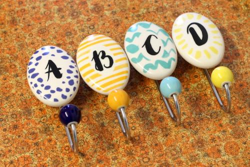 ceramic alphabet letter coat hooks