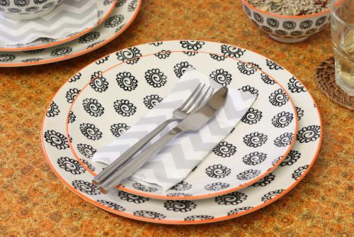 Japanese ceramic dinner plate and side plate