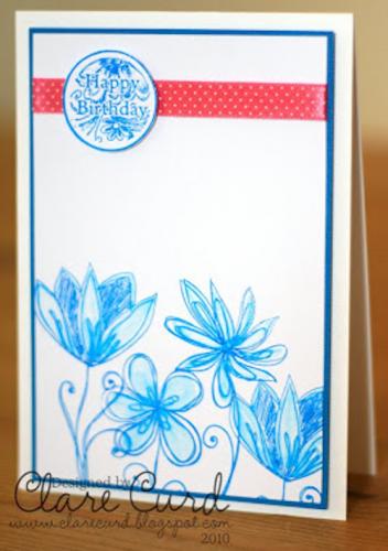 Blue flowers birthday card