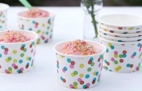 confetti design ice cream pots