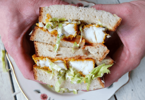 Homemade fish finger sandwich