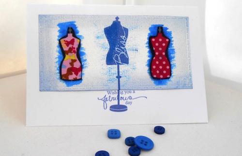 Blue dresses birthday card